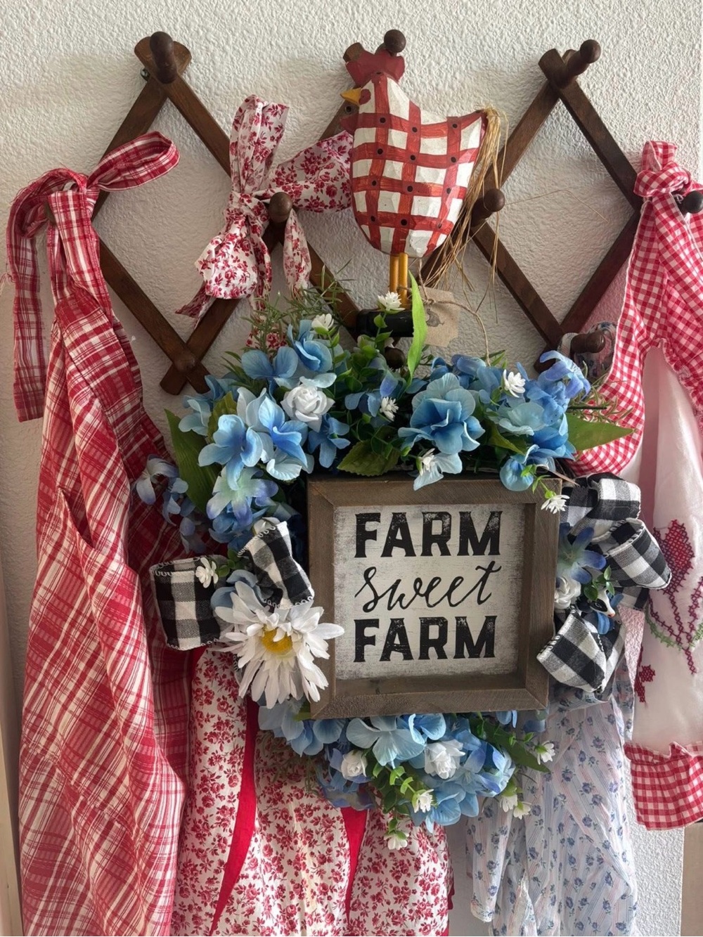 Farmhouse Wreath Farm Sweet Farm Blue White Final Sale